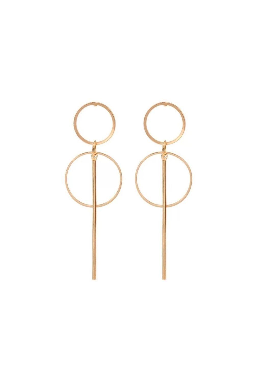 Pack x2 Aros Pendientes Dise o Doble Circulo Color Dorado y Plateado-1