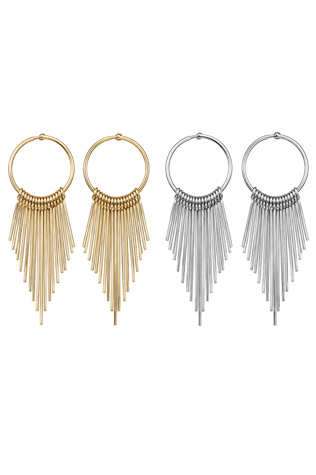 Pack x2 Aros Pendientes Diseño Boho Dorado y Plateado-0