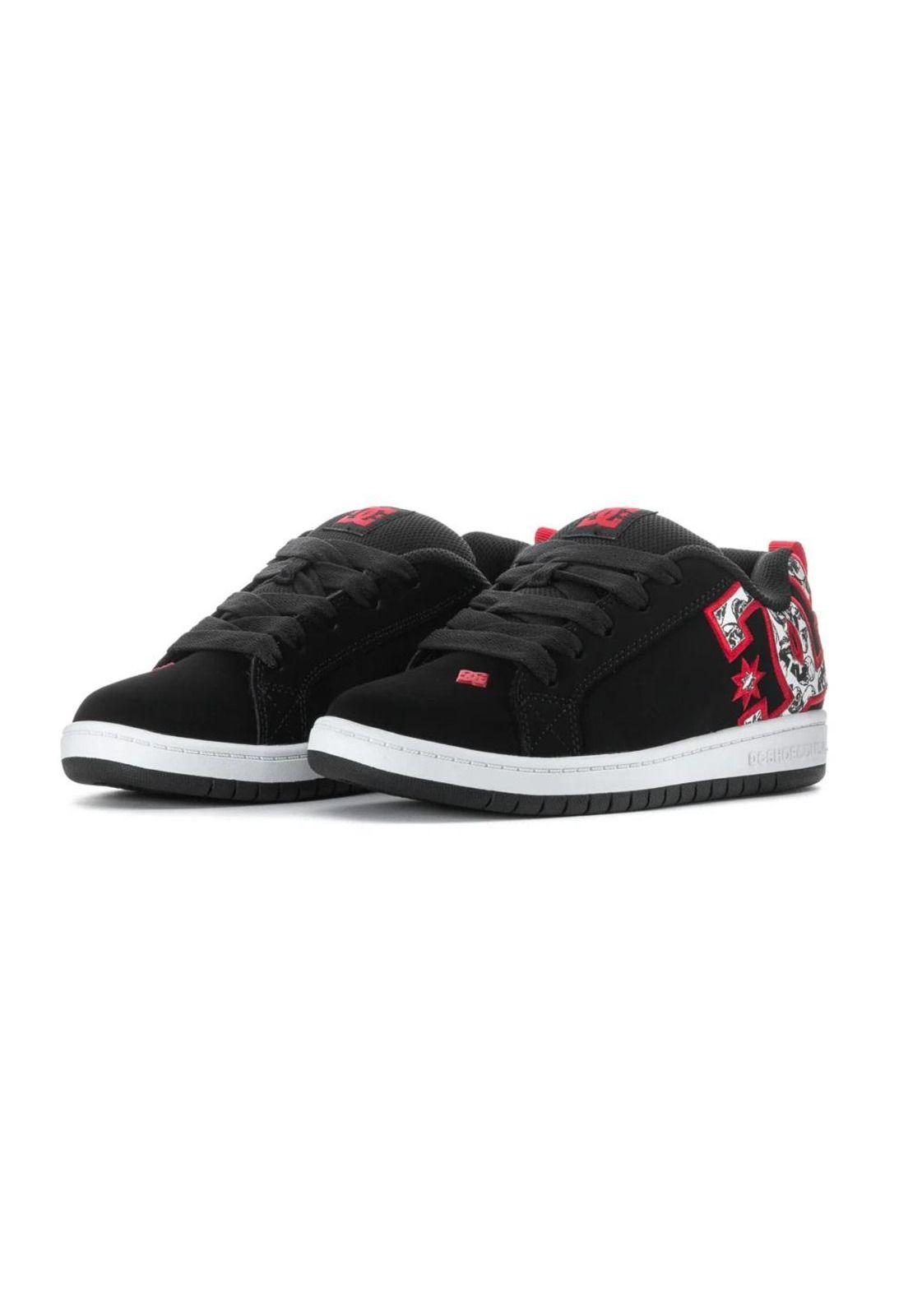Zapatilla Kids Court Graffik Negro Rojo DC-1