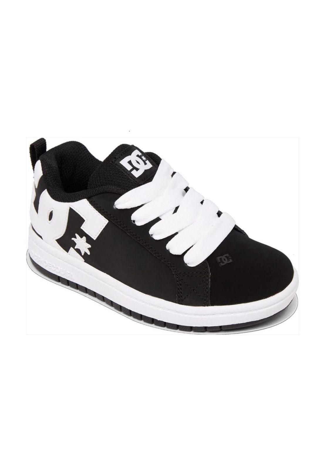 Zapatilla Kids Court Graffik Negro Blanco DC-1