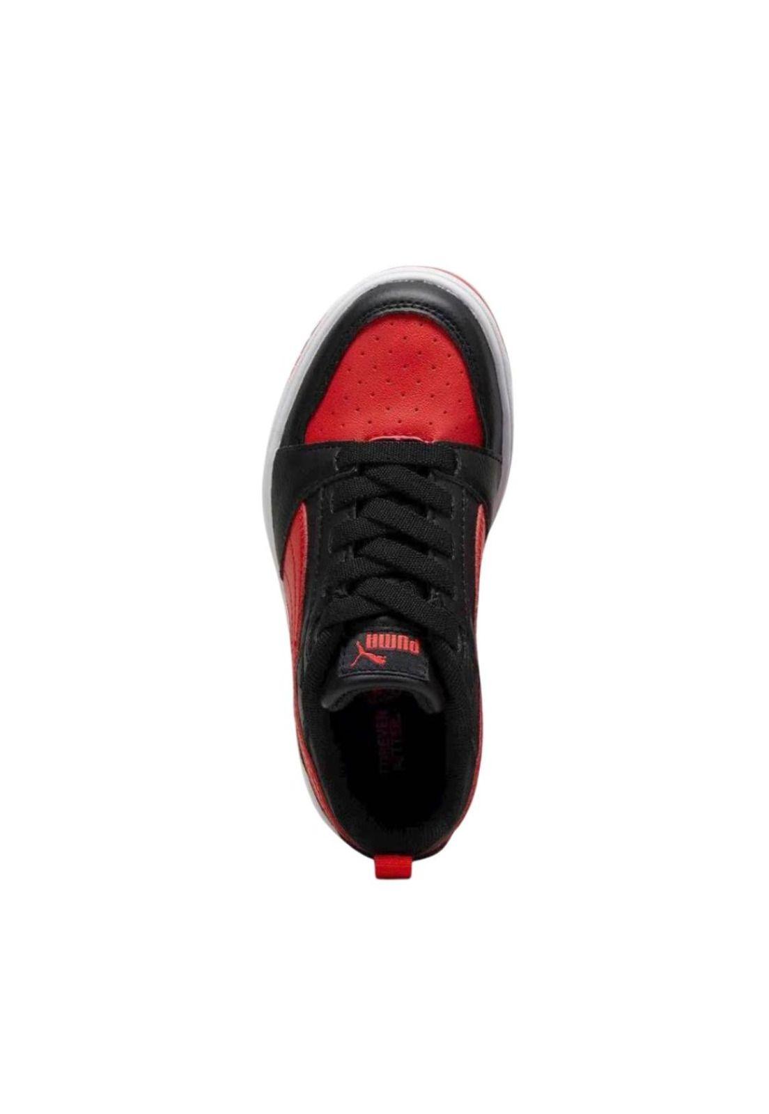 Zapatilla Kids Rebound V6 Low Negro Rojo Puma-2