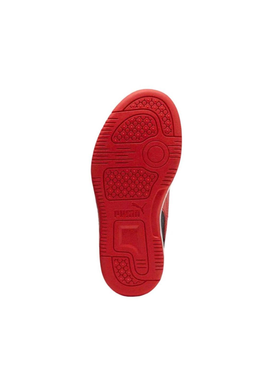 Zapatilla Kids Rebound V6 Low Negro Rojo Puma-3