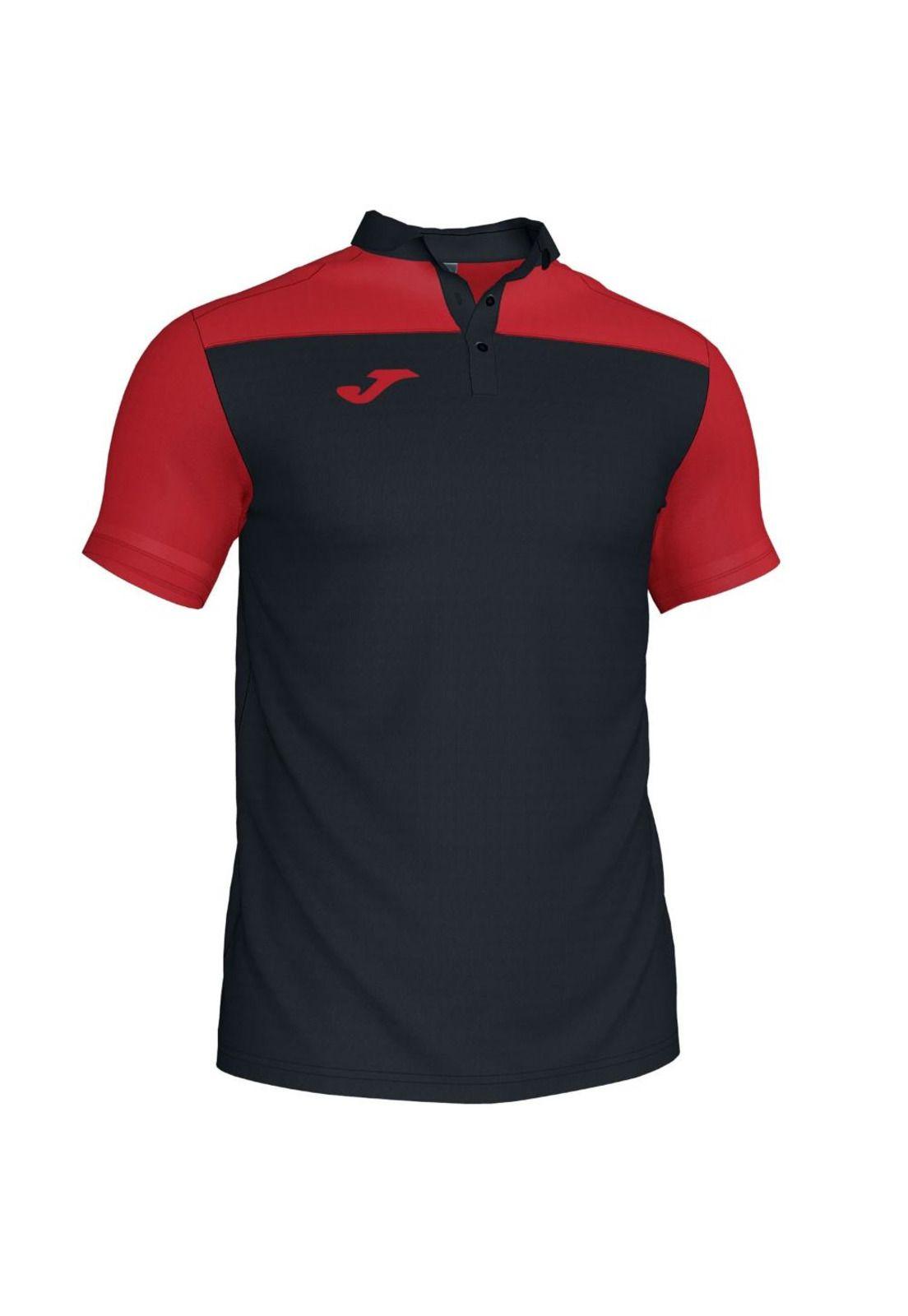 Polera Polo Hombre Hobby II Negro Rojo Joma-0