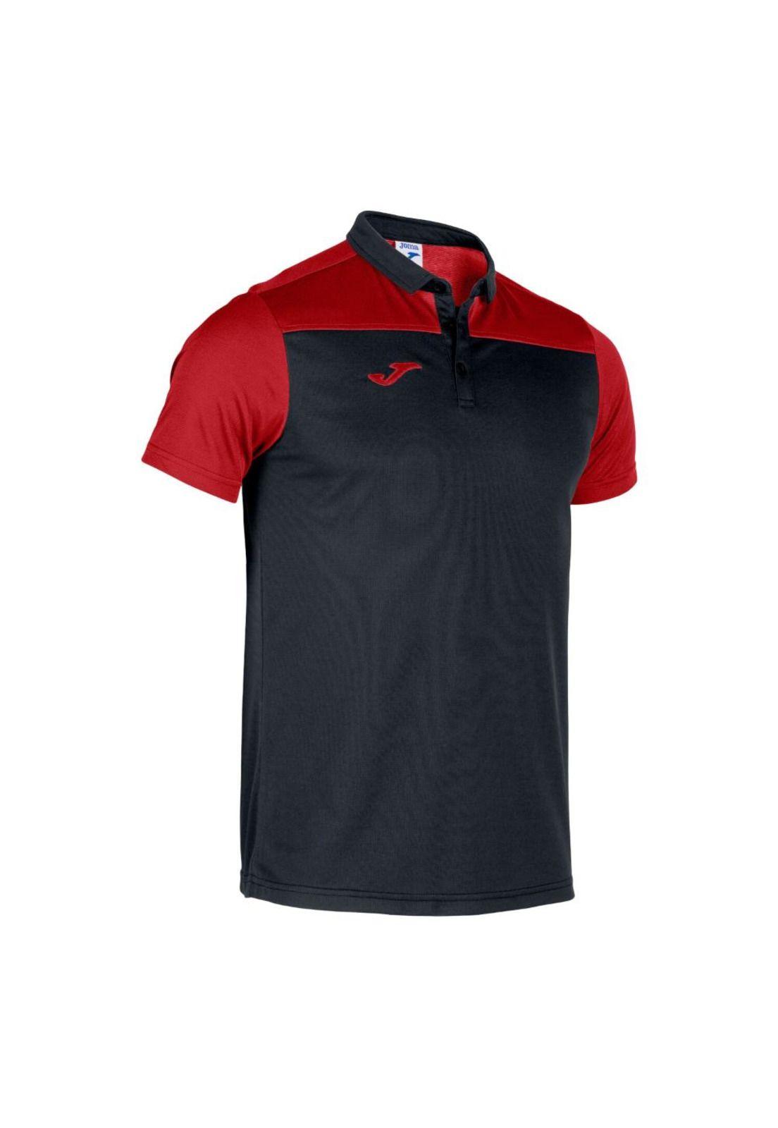 Polera Polo Hombre Hobby II Negro Rojo Joma-1