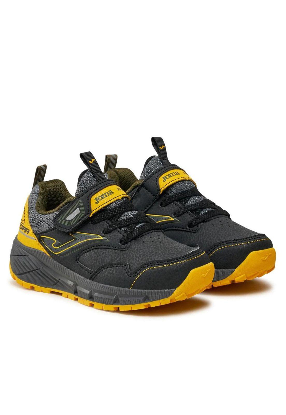 Zapatilla Trail Running Kids Tundra Jr Negro Amarillo Joma-1