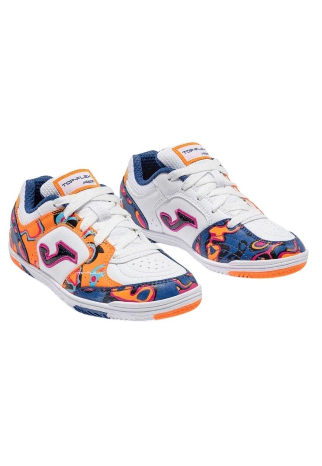 Zapatilla Fútbol Sala Kids Top Flex Blanco Naranjo Joma-1