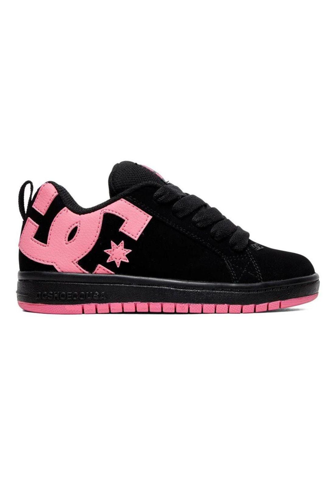 Zapatilla Kids Court Graffik Negro Rosa DC-0