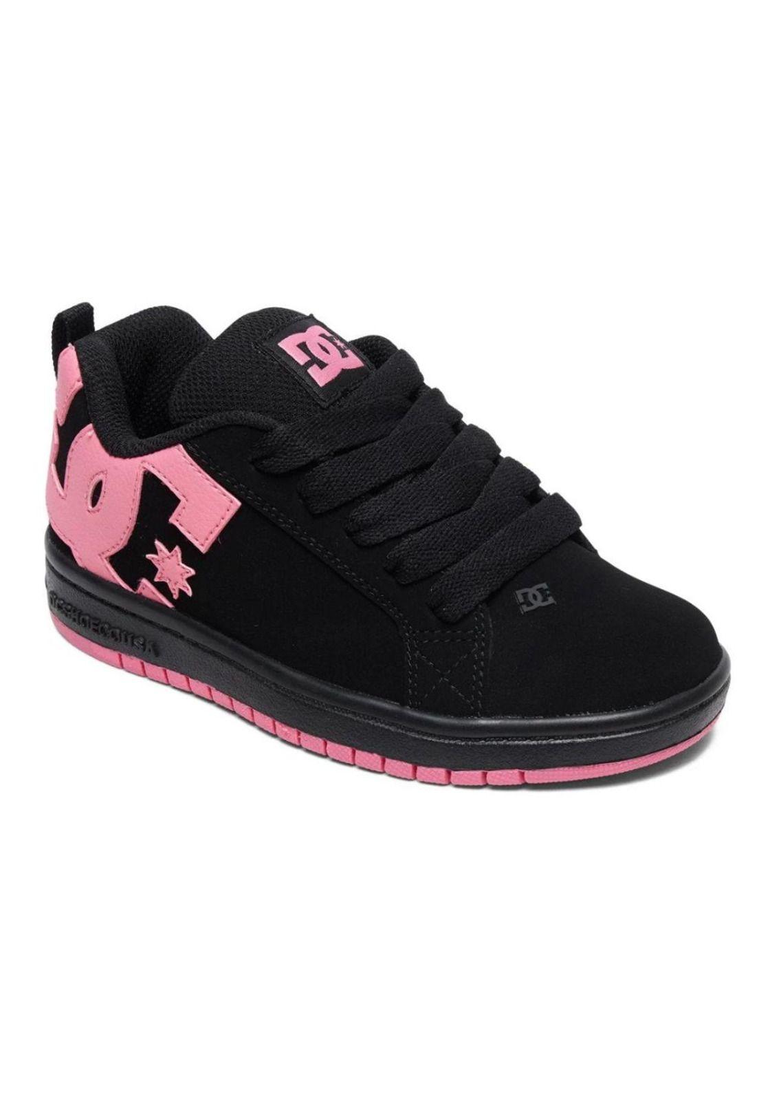 Zapatilla Kids Court Graffik Negro Rosa DC-1