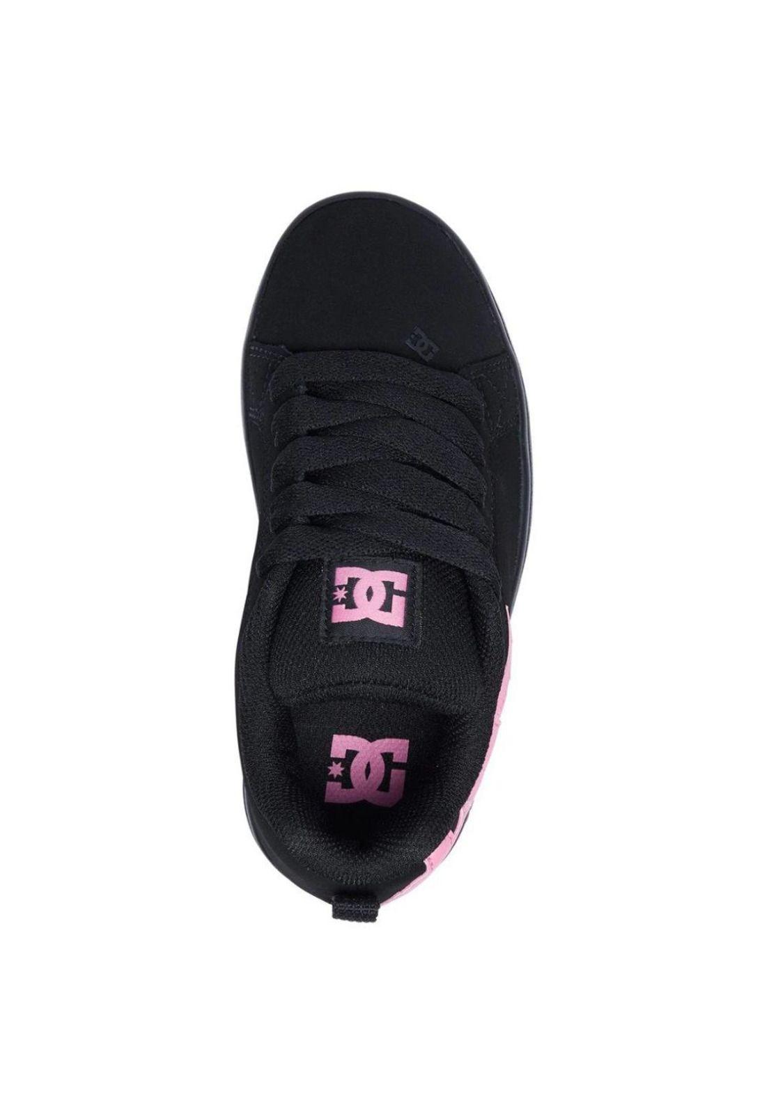 Zapatilla Kids Court Graffik Negro Rosa DC-2