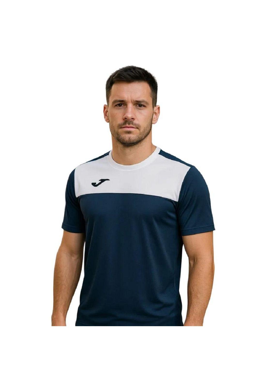 Polera Deportiva Hombre Winner Azul Marino Blanco Joma-2
