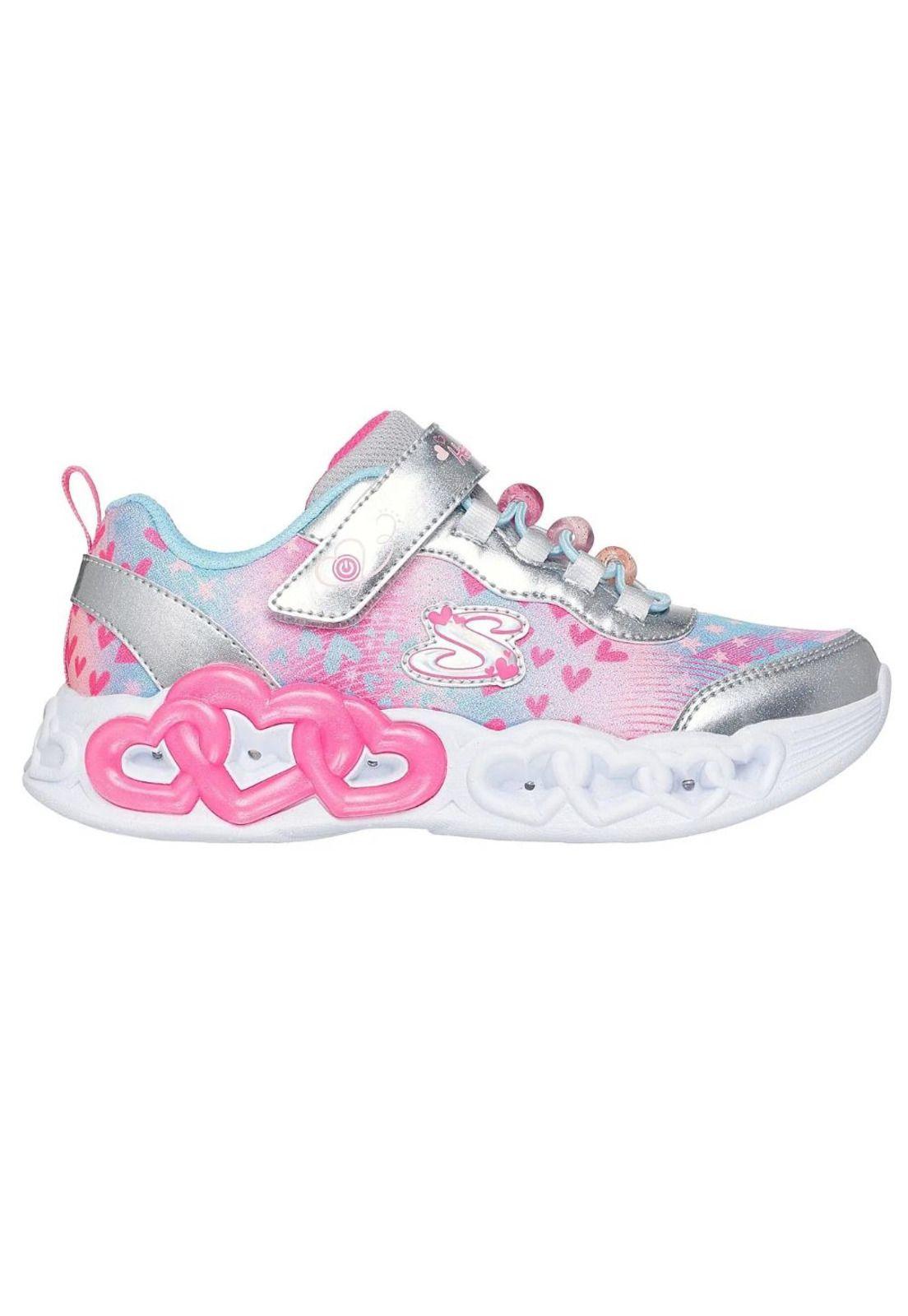 Zapatilla Kids Infinite Heart Lights Rosa Skechers-0