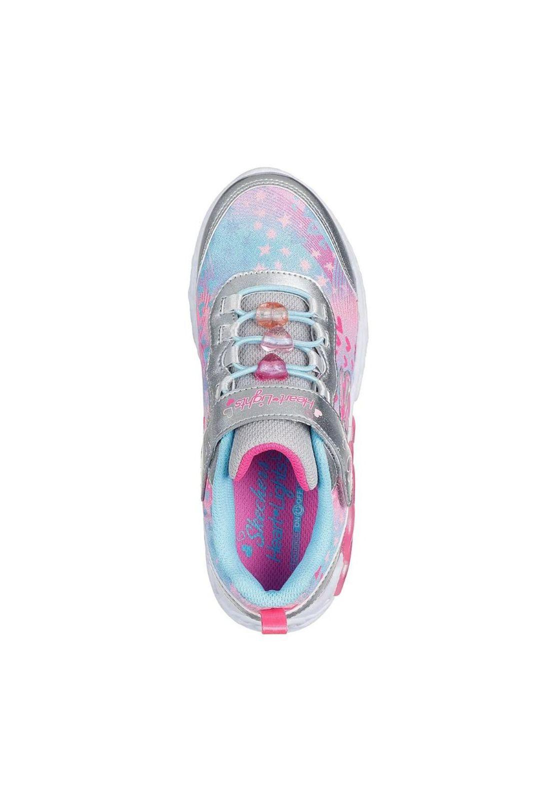 Zapatilla Kids Infinite Heart Lights Rosa Skechers-2