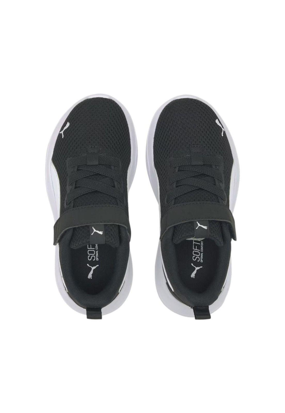 Zapatilla Kids Velcro Anzarun Lite  Negro Blanco Puma-2