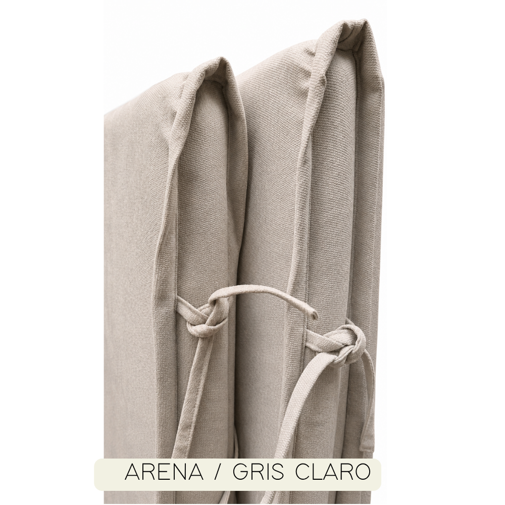 RESPALDO DE CAMA - 2 PLAZAS - CON FUNDA LAVABLE - MODELO TIRAS -  CALAFATE ARENA-3