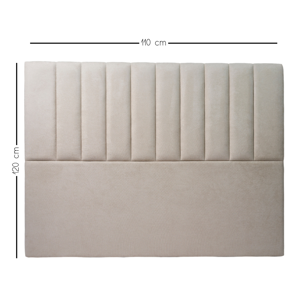 RESPALDO DE CAMA - PLAZA Y MEDIA - MODELO TUBULAR - VELVET COLOR BEIGE-3