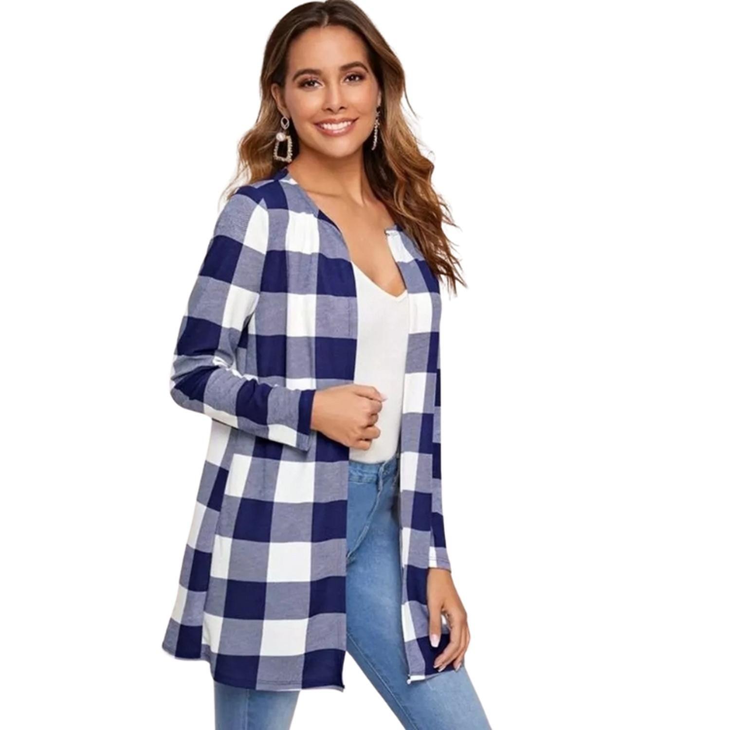 Cardigan Cuadro Azul Chic-2