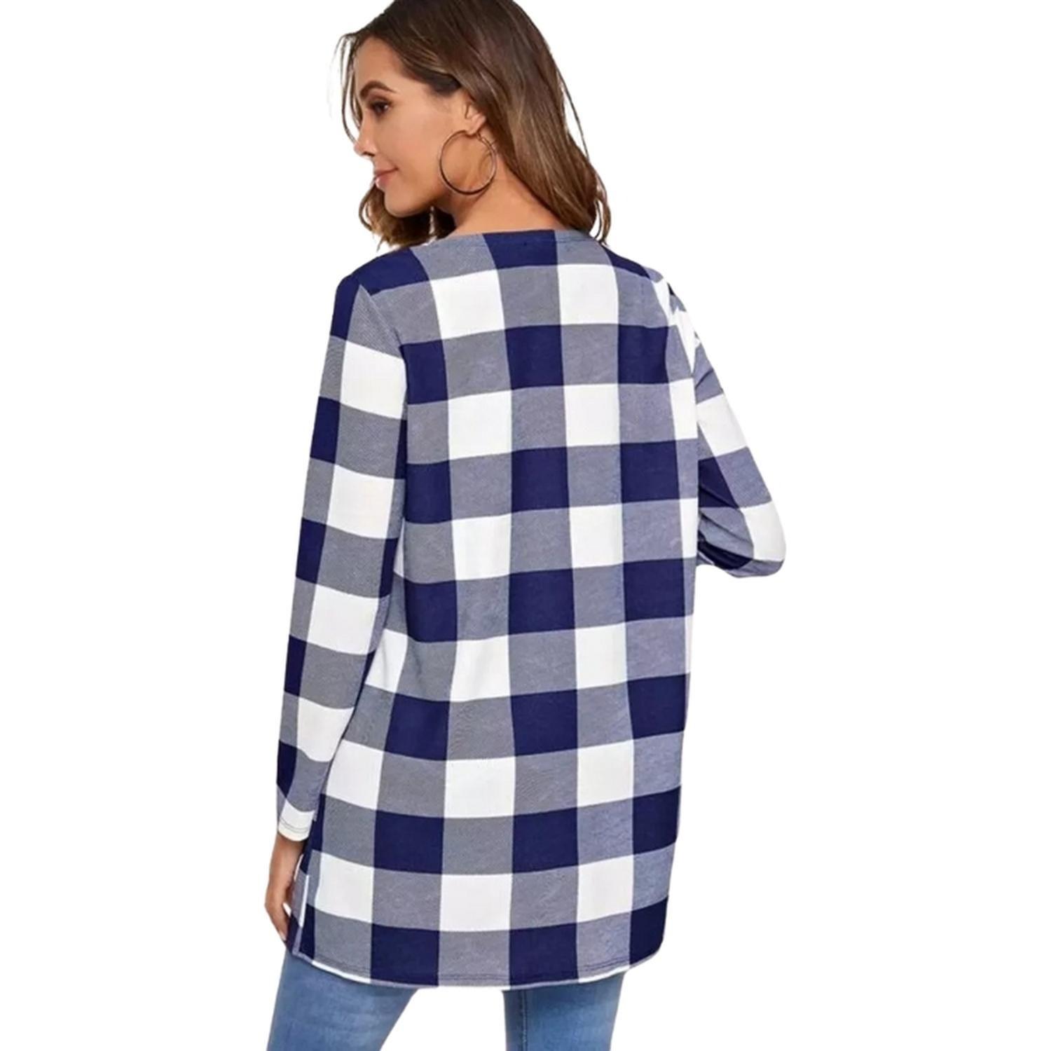 Cardigan Cuadro Azul Chic-3