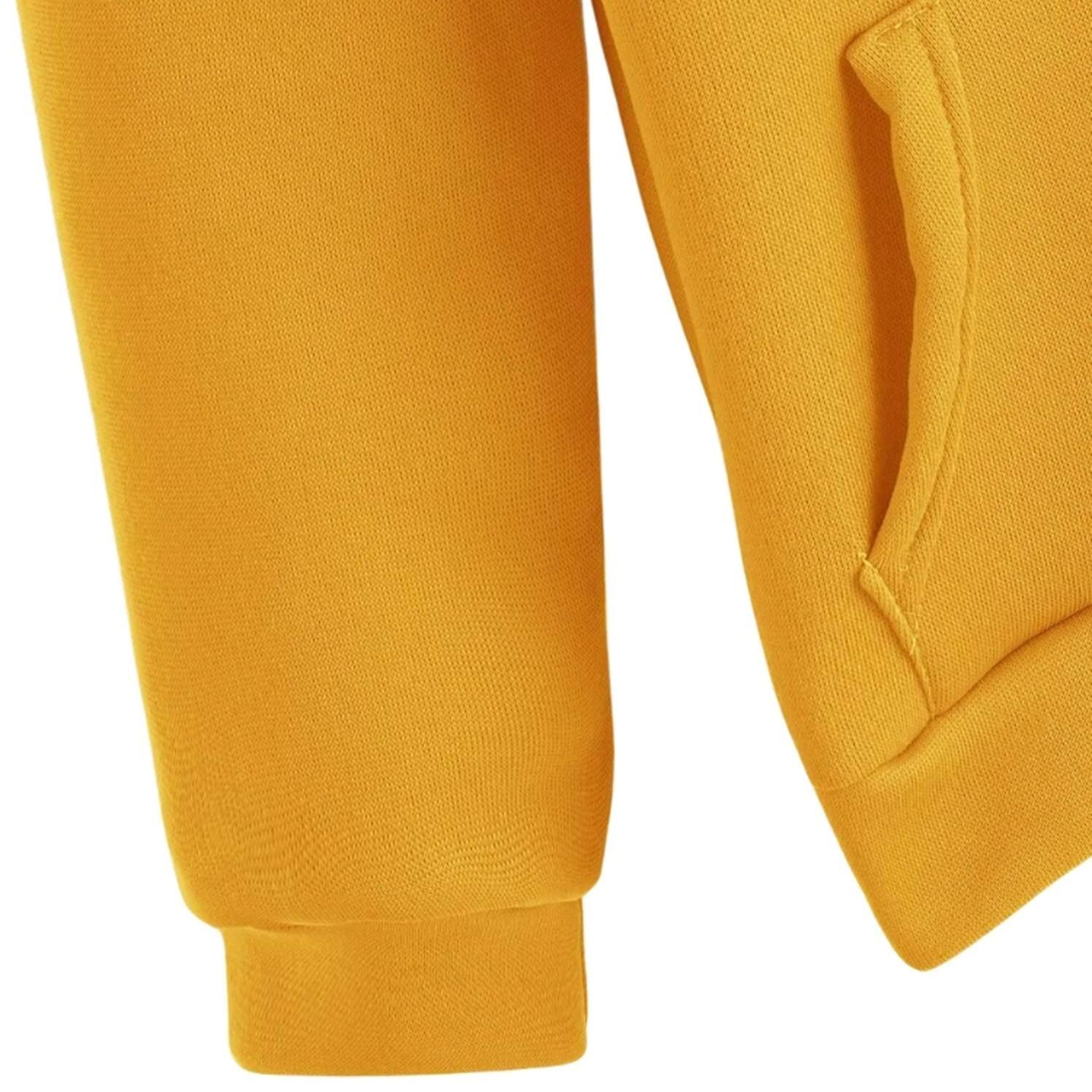 Polerón Hoodie Amarillo con Cordón y Bolsillo-2