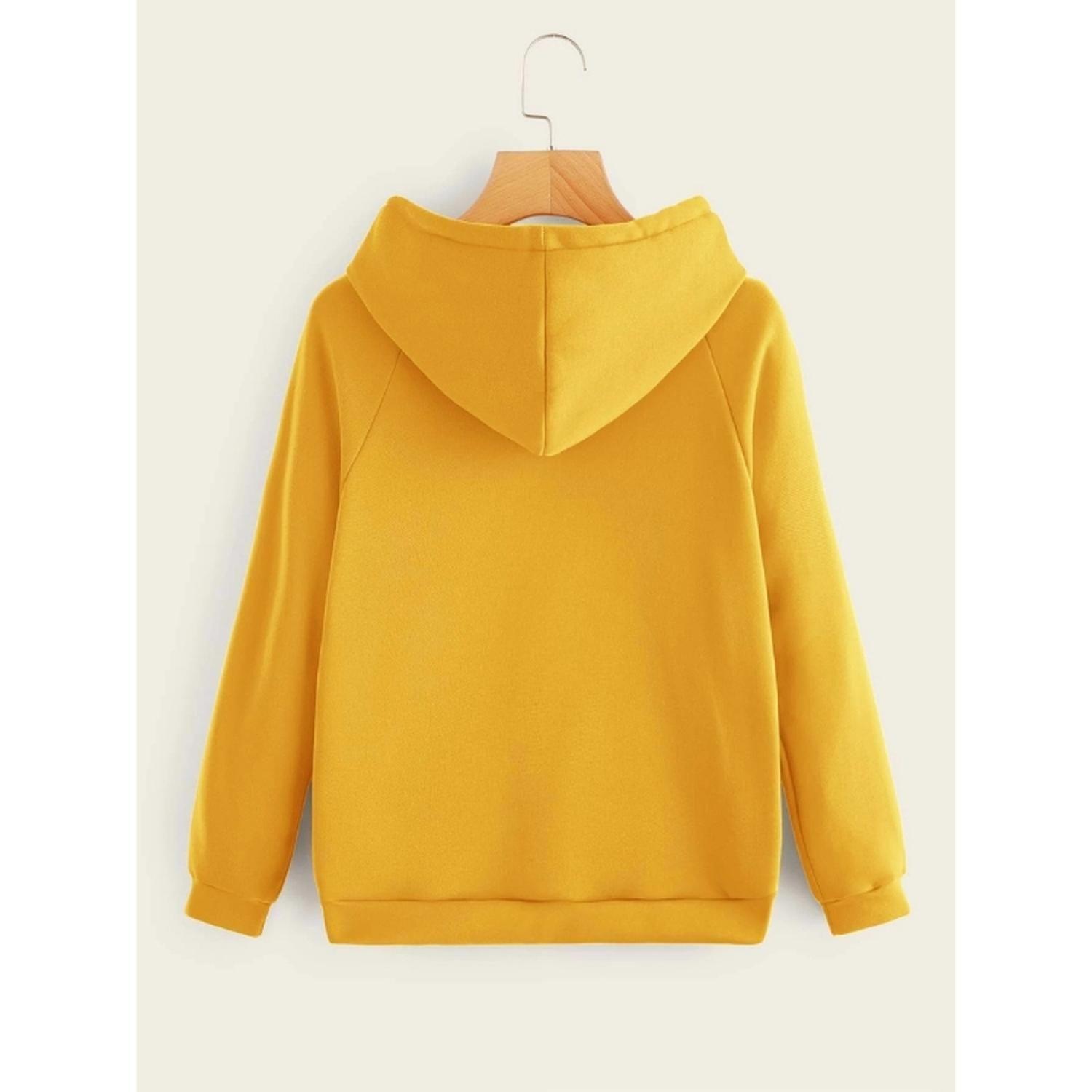 Polerón Hoodie Amarillo con Cordón y Bolsillo-3