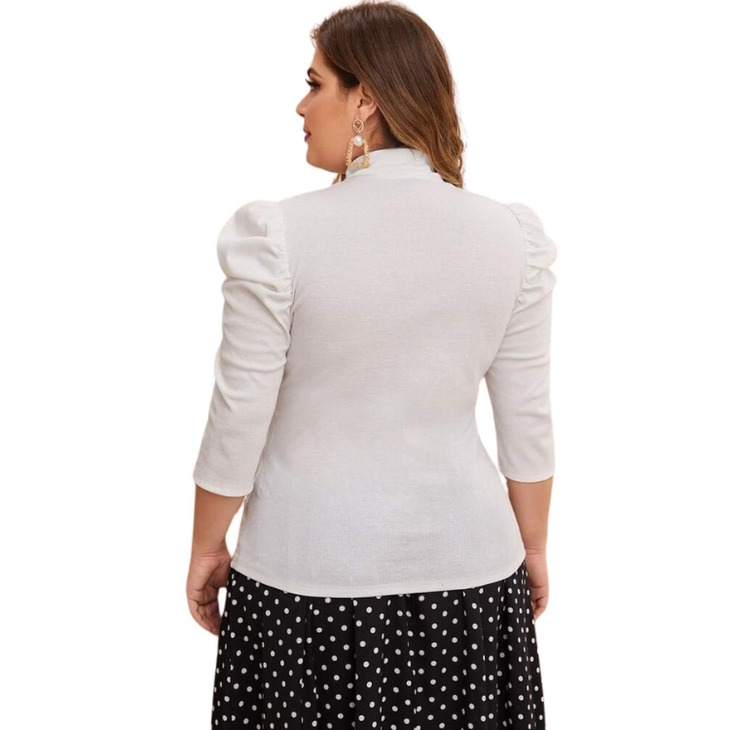 Blusa Cuello Alto y Mangas Abullonadas-2