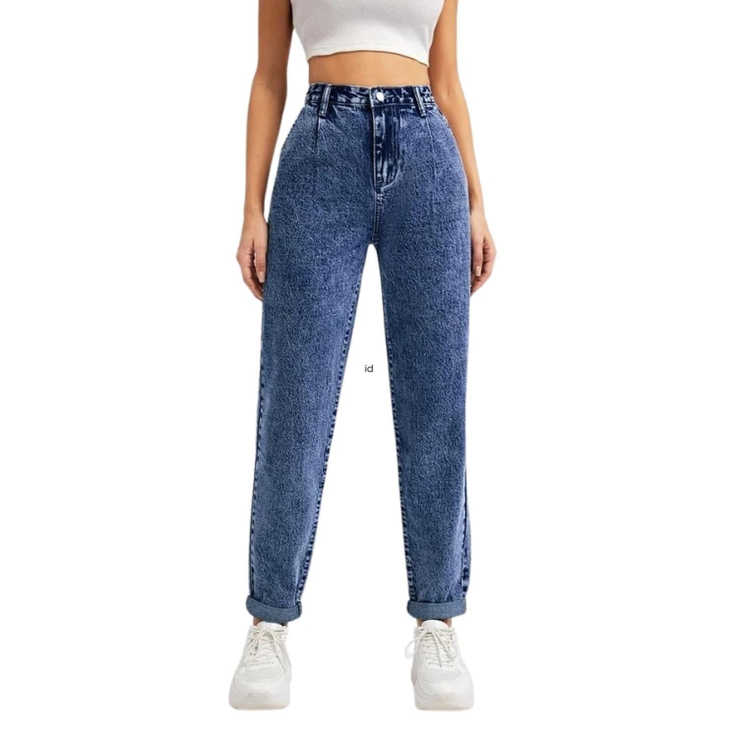 Jeans de Cintura Alta con Lavado Blanqueado-2