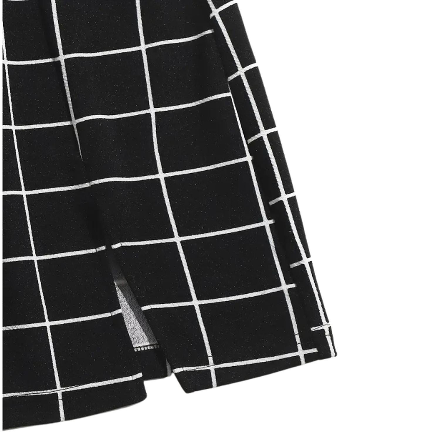 Conjunto de Top Liso y Falda con Estampado de Cuadros-2