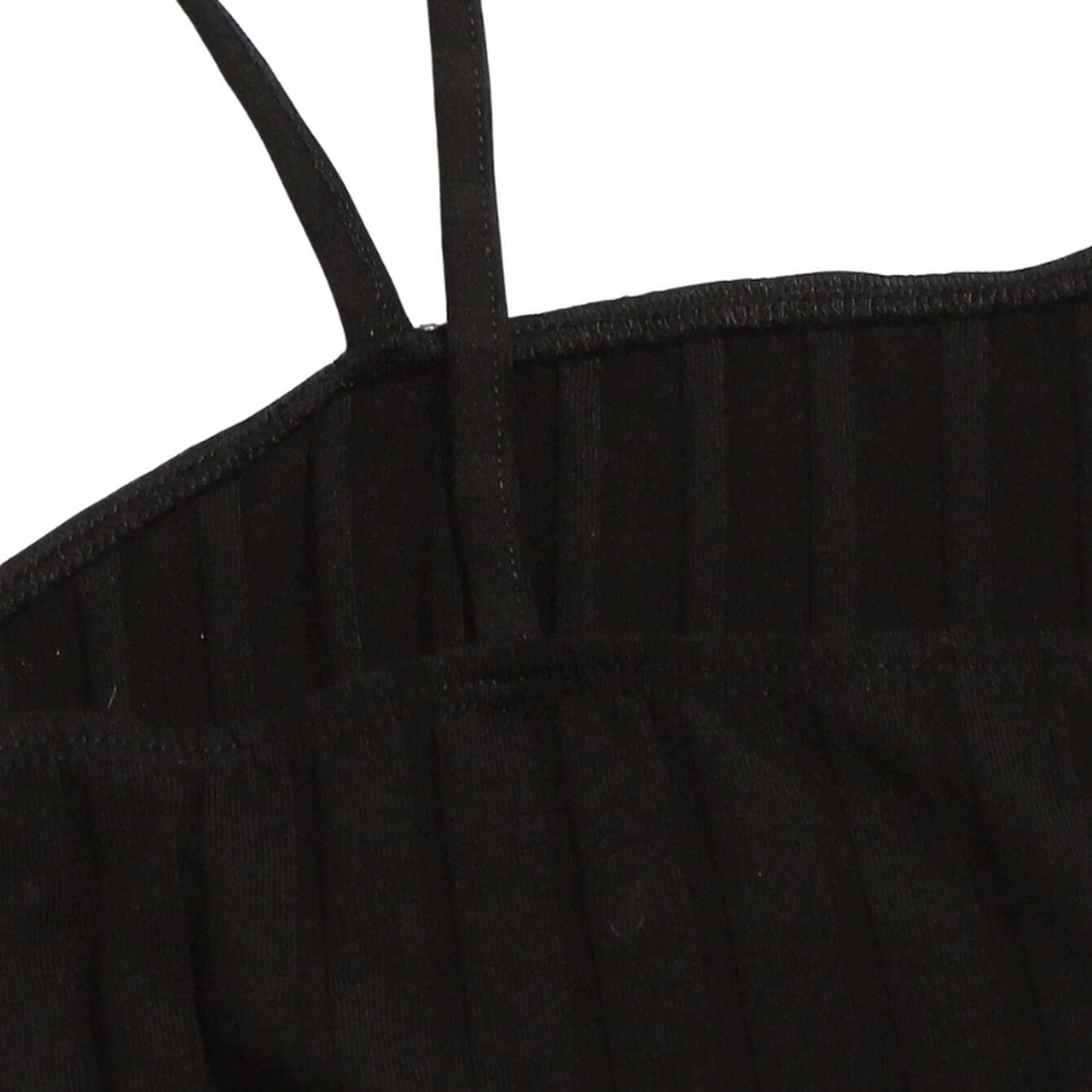 Vestido Negro Mini Bodycon Ajustado Con Tirantes Acanalados-3