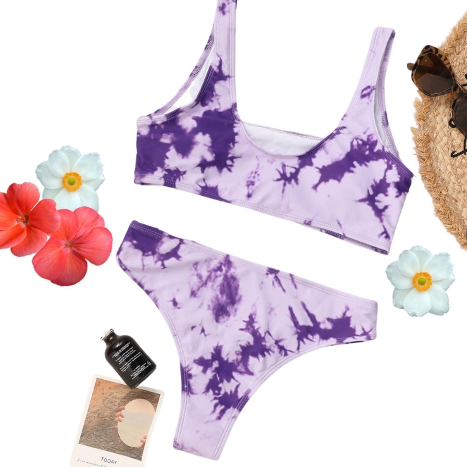 Conjunto de Bikini Tie Dye Morado-0