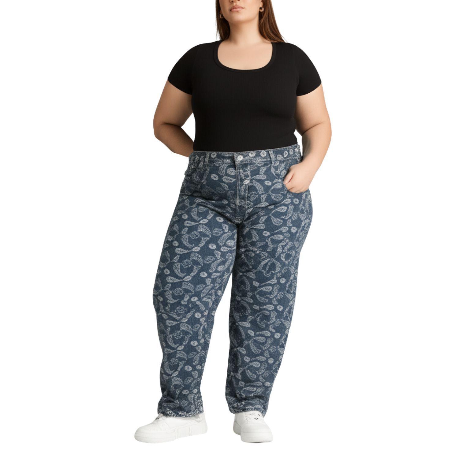Jeans Estampado Azul Unisex-2