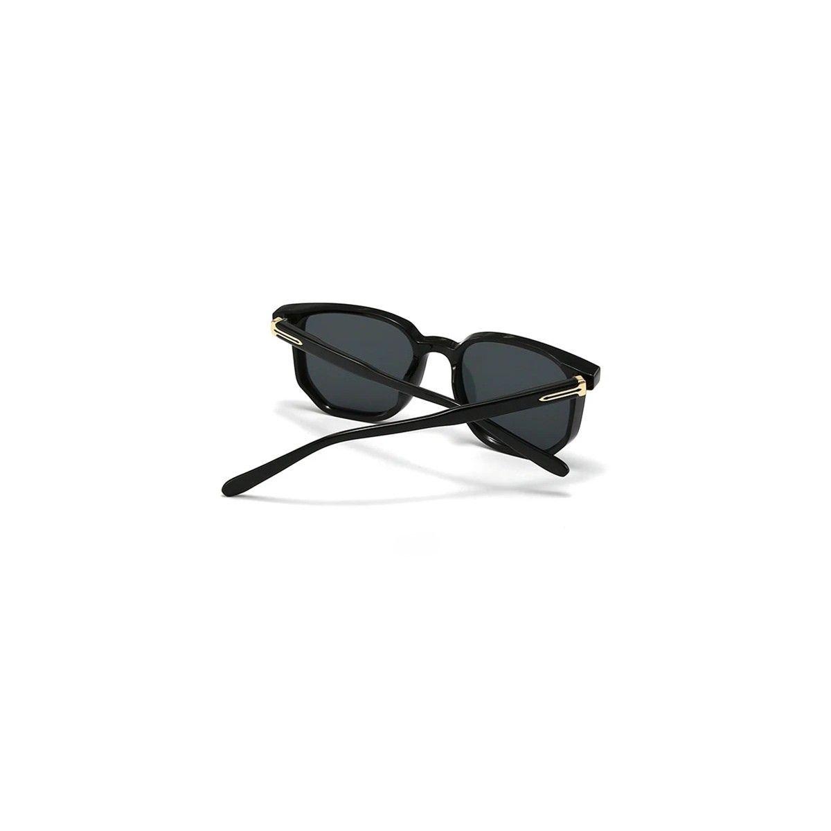 Lentes De Sol Sh403306 Cuadrado Poligonal Uv Resina Negro-2