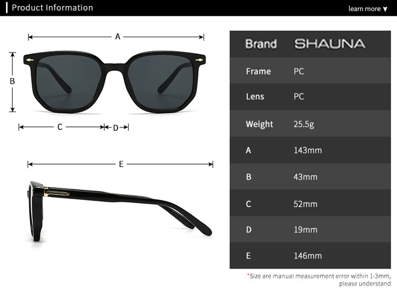 Lentes De Sol Sh403306 Cuadrado Poligonal Uv Resina Negro-3