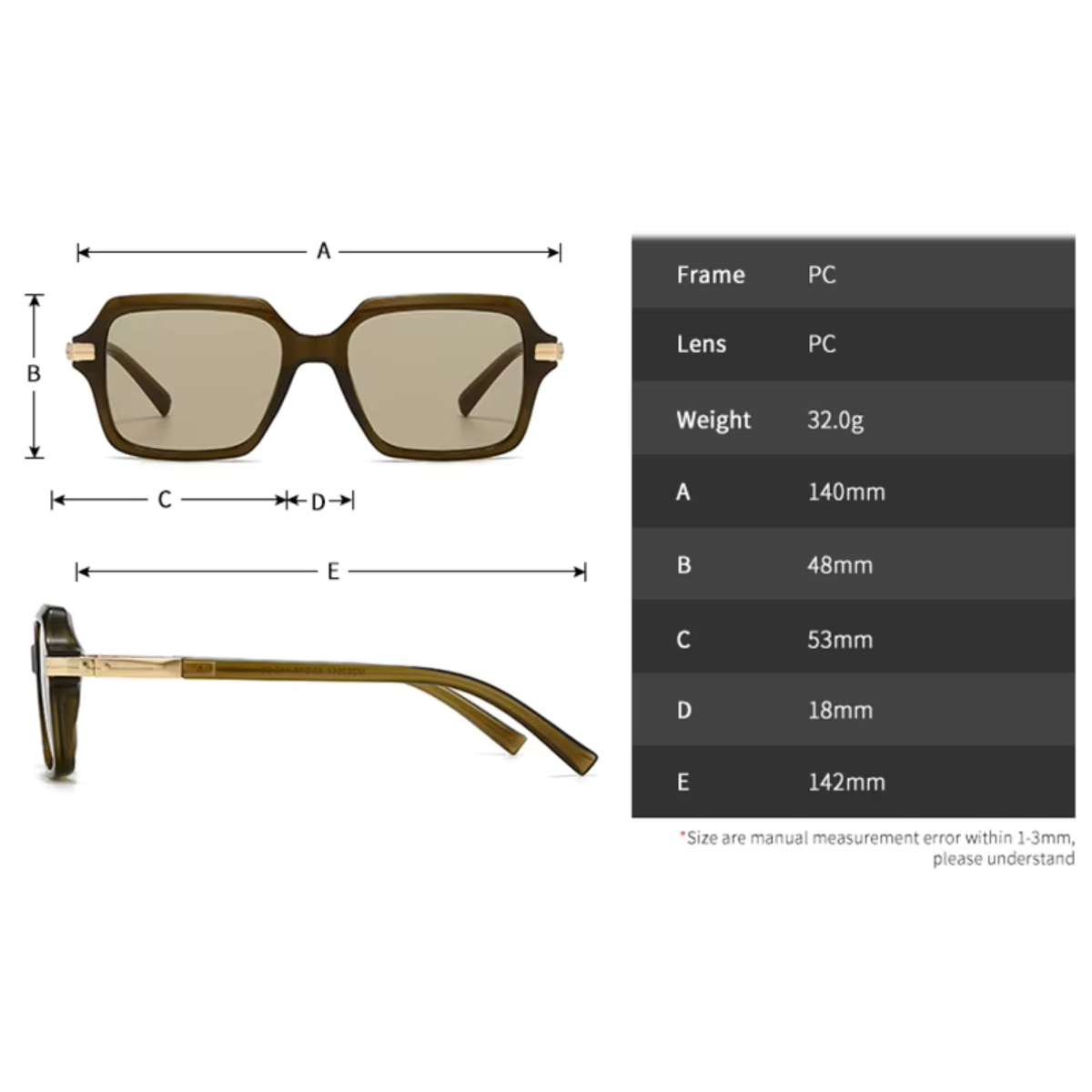 Lentes De Sol Sh501092 Retro Cuadrado Para Mujer Uv400-3