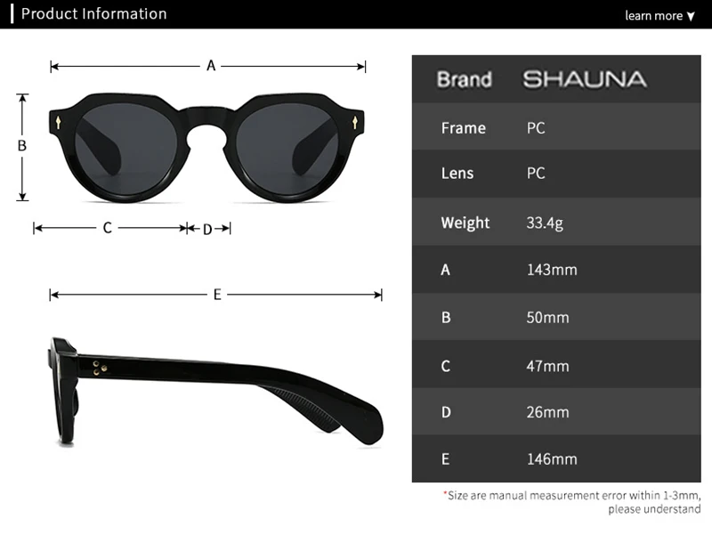 Lentes De Sol Sh403268 Ovaladas Vintage Mujer Uv Resina Negro-3