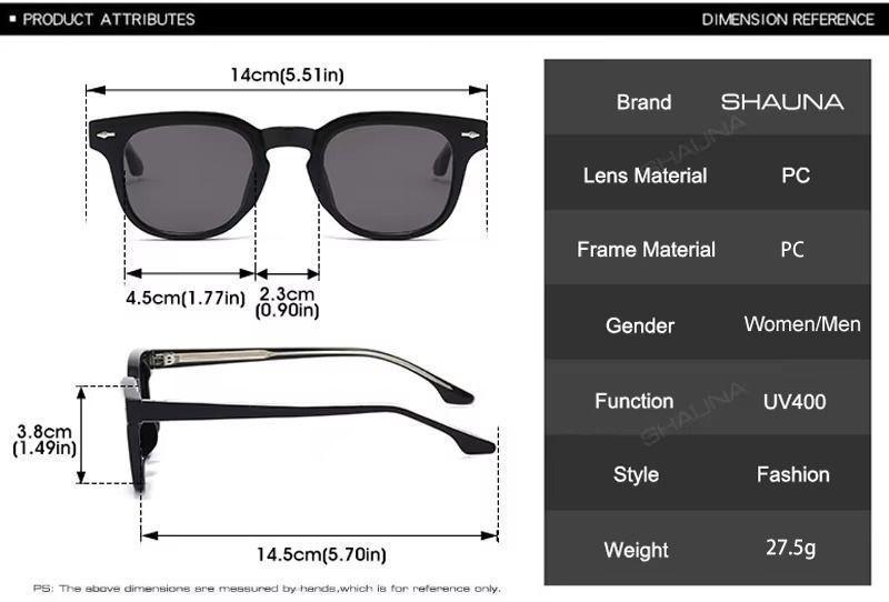 Lentes De Sol Sh509268 Remaches Cuadrado Unisex Tr90 Uv400-3