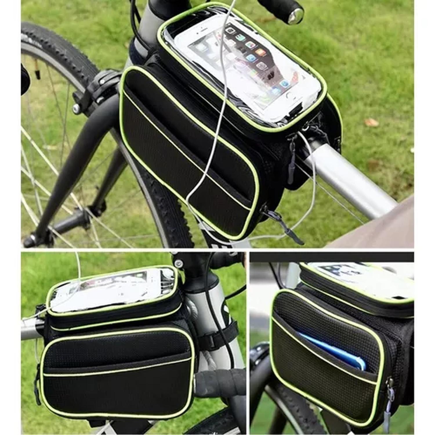 Bolso Alforja Bicicleta Porta Celular Dos Compartimientos-2