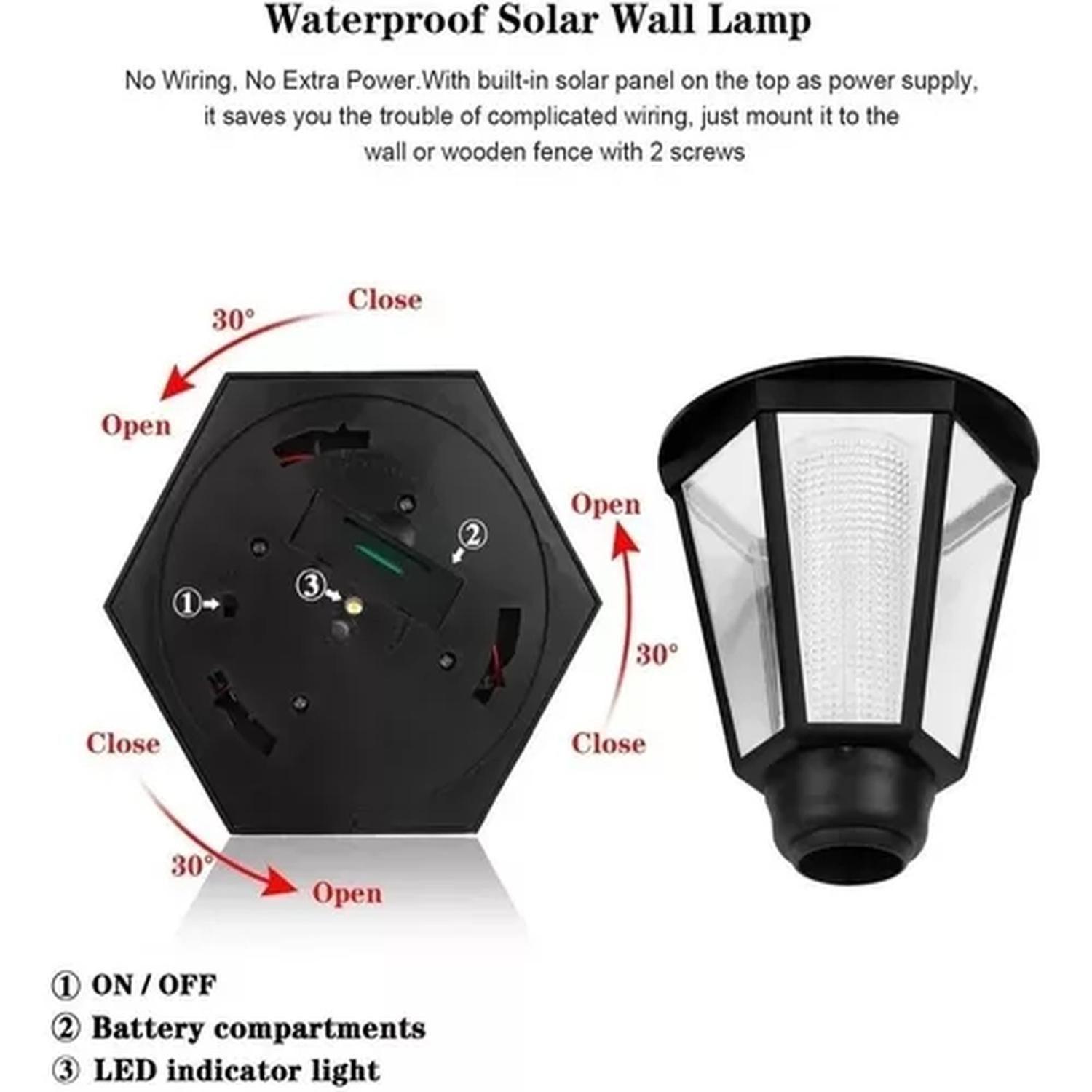 Foco Farol Led Solares Jardin O Para Pared Luz Blanco-1