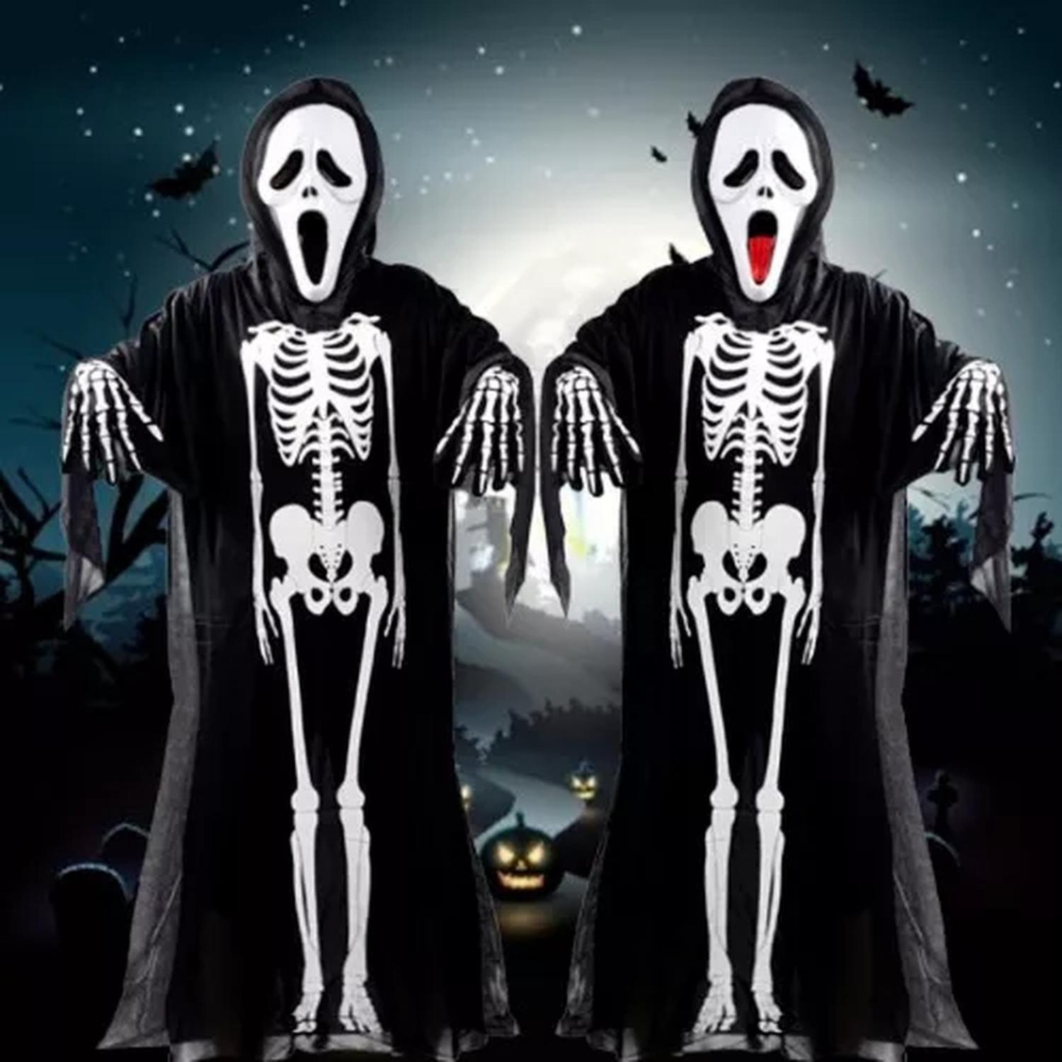 Disfraz De Esqueleto De Halloween Capa De Fantasma Cosplay-2