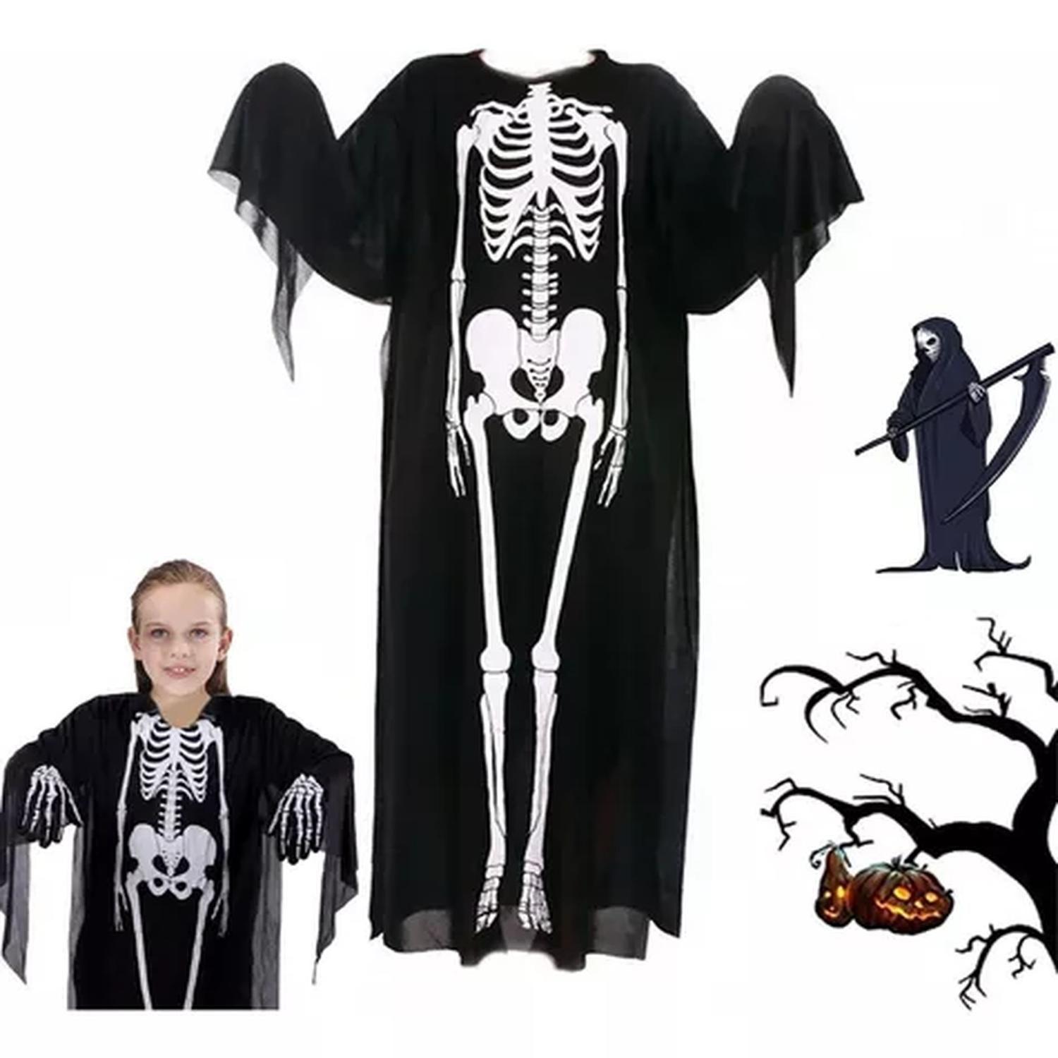 Disfraz De Esqueleto De Halloween Capa De Fantasma Cosplay-4