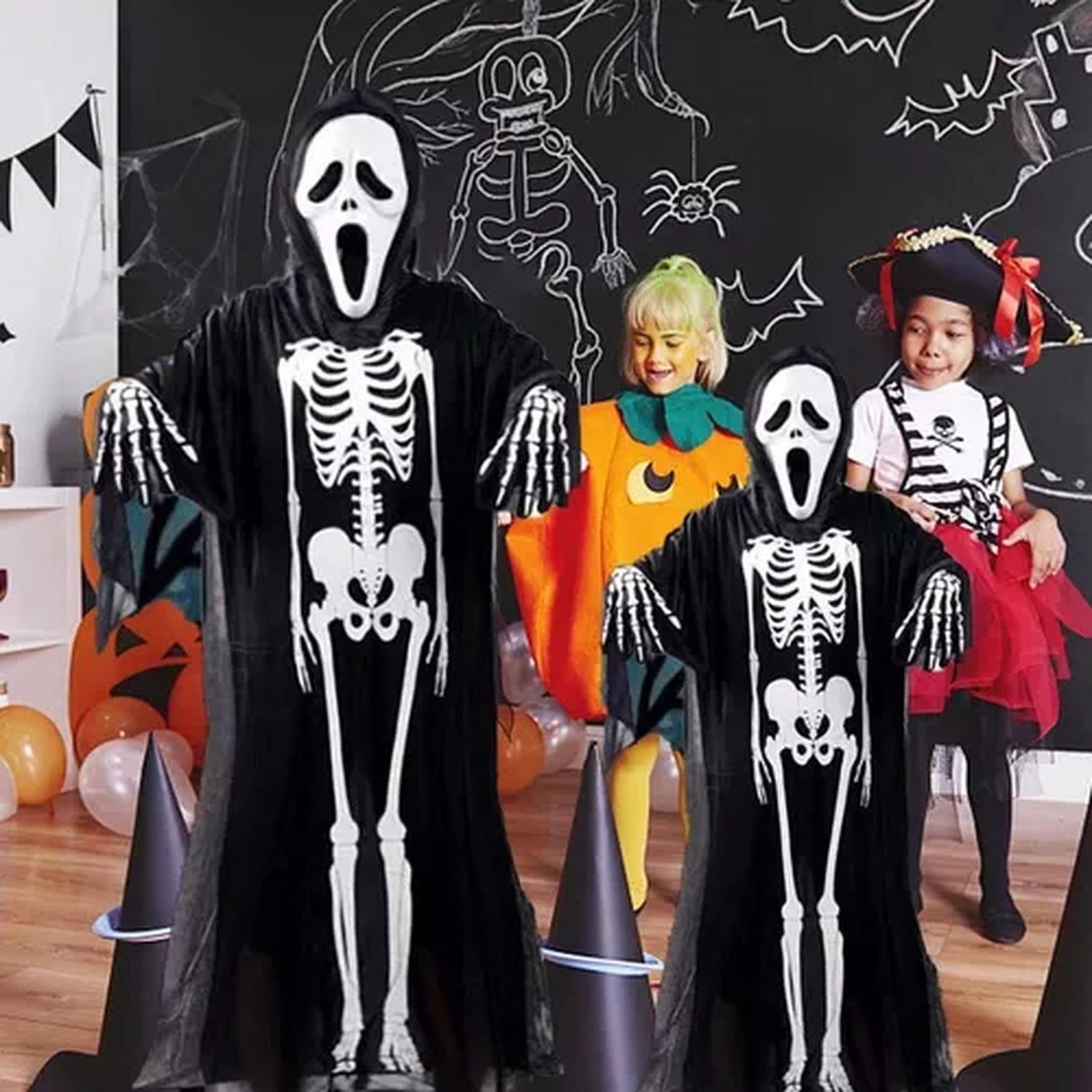 Disfraz De Esqueleto De Halloween Capa De Fantasma Cosplay-6