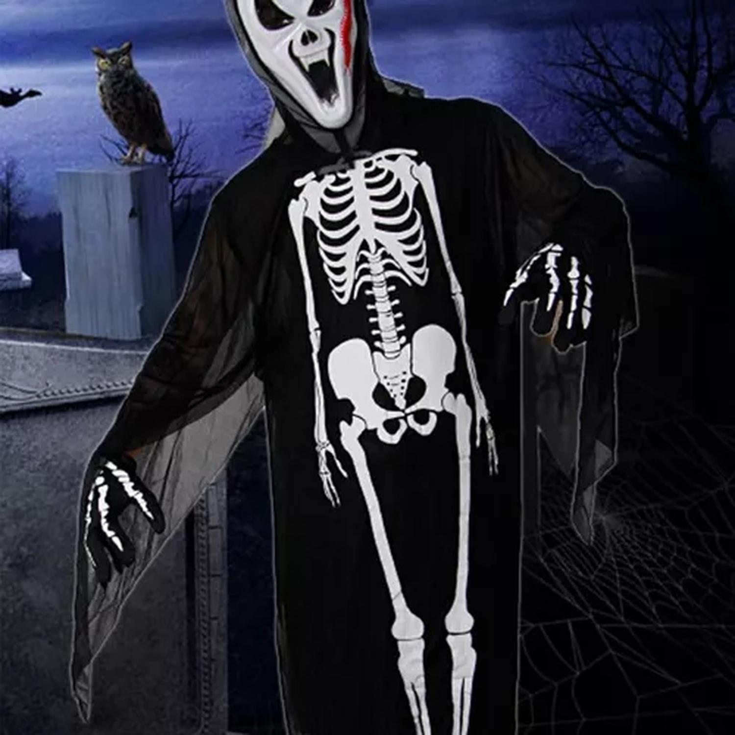 Disfraz De Esqueleto De Halloween Capa De Fantasma Cosplay-9