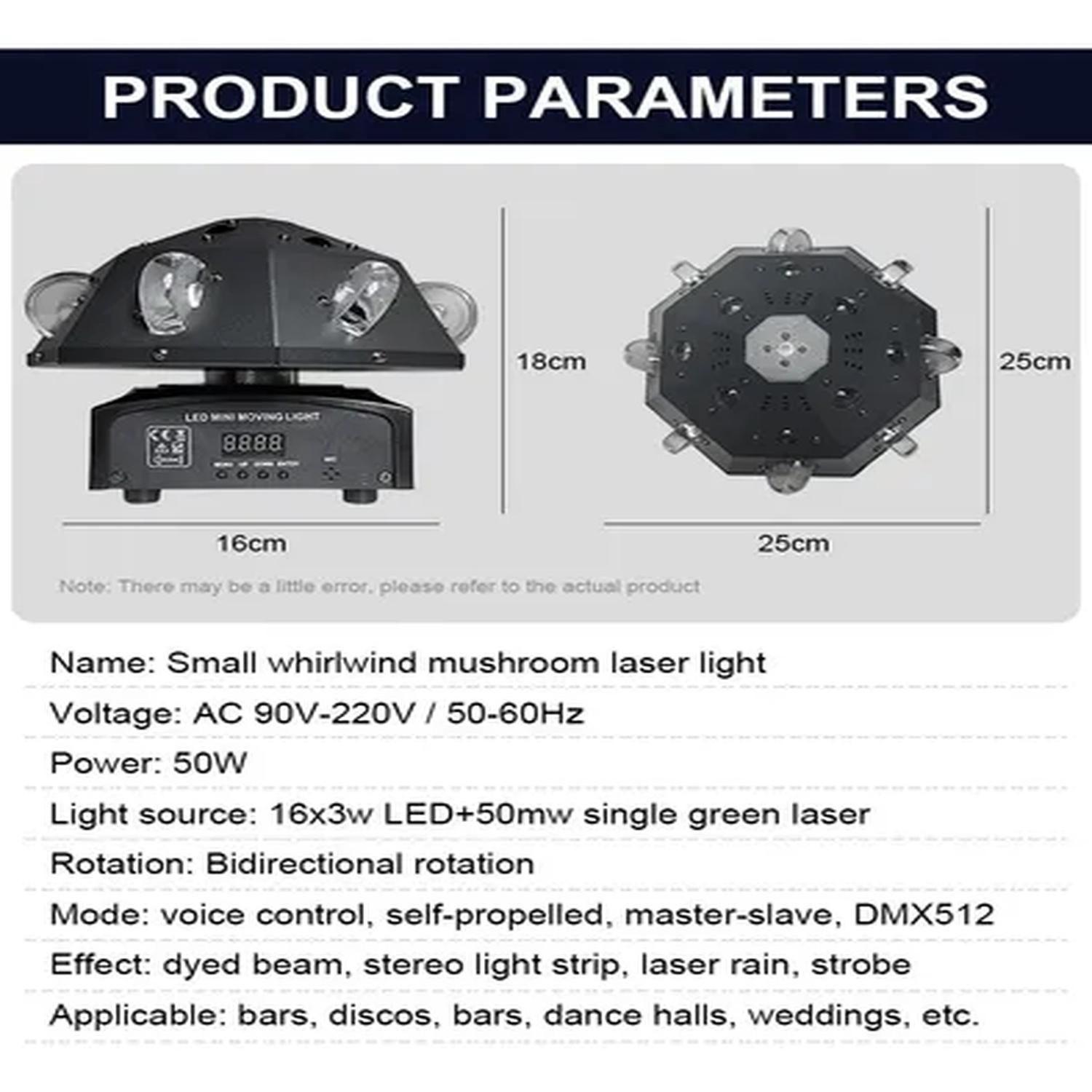 Laser Profesional UFO 16 LED RGB DMX LCD-2
