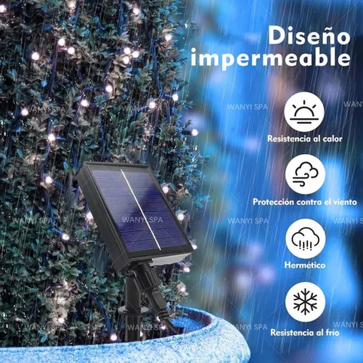 Luces Led Solar Navidad Guirnalda 20m 200 Led Luz Blanca-3