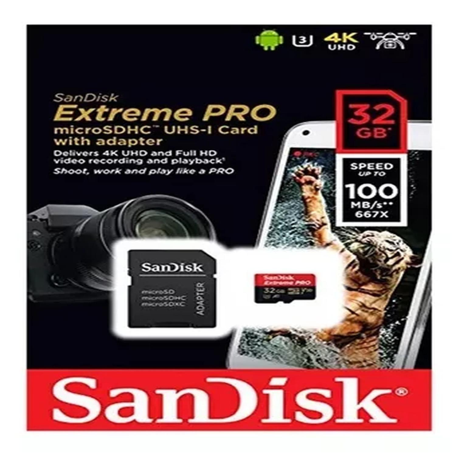 Memoria Micro Sd Sandisk Extreme Pro Alta Velocidad 32gb 4k-0