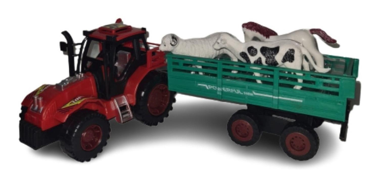 Camion Juguete Tractor Transporte Animales Verde-0