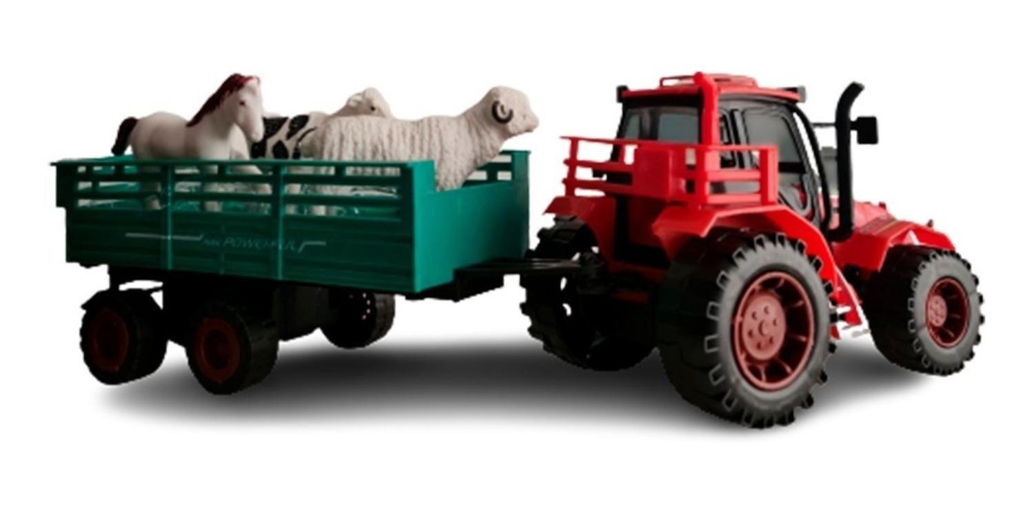Camion Juguete Tractor Transporte Animales Verde-1