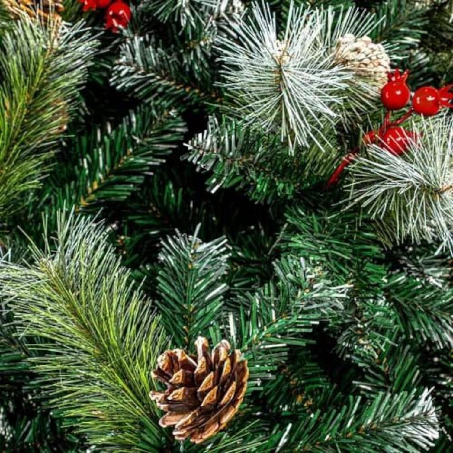 Arbol de Navidad 180cm Nevado Berries Piña Triple-2