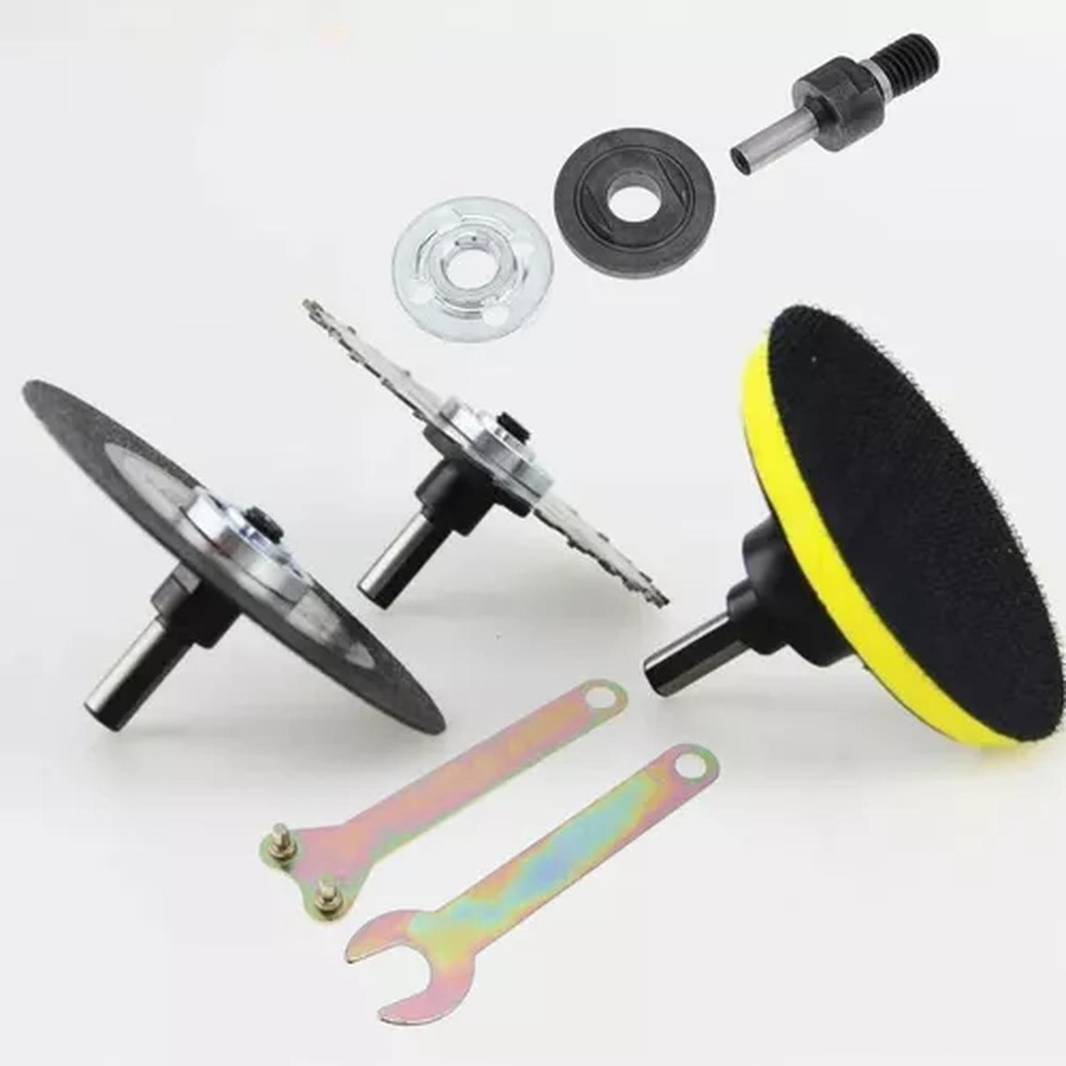 Set Adaptador Taladro Para Poner Disco De Corte Pulido 5 Pz-0