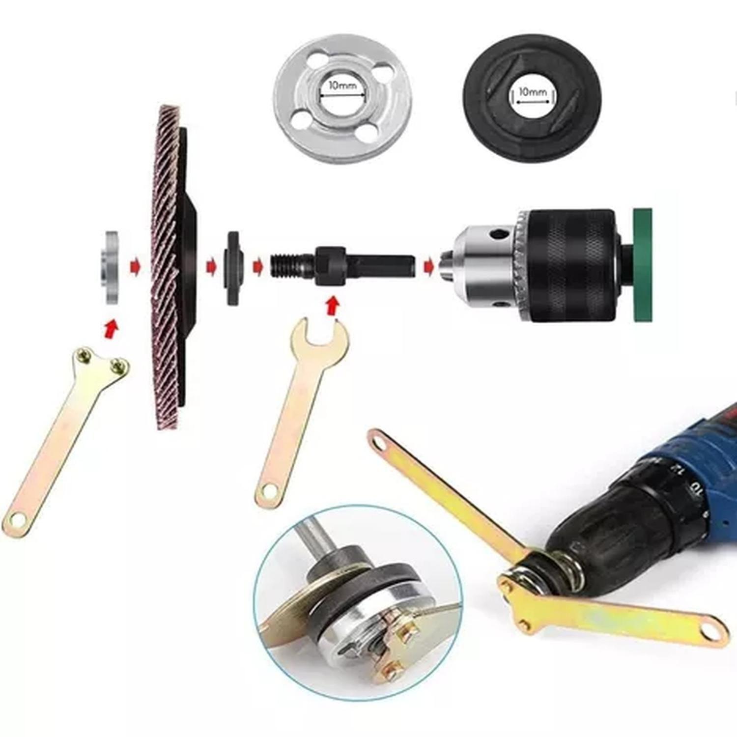 Set Adaptador Taladro Para Poner Disco De Corte Pulido 5 Pz-6