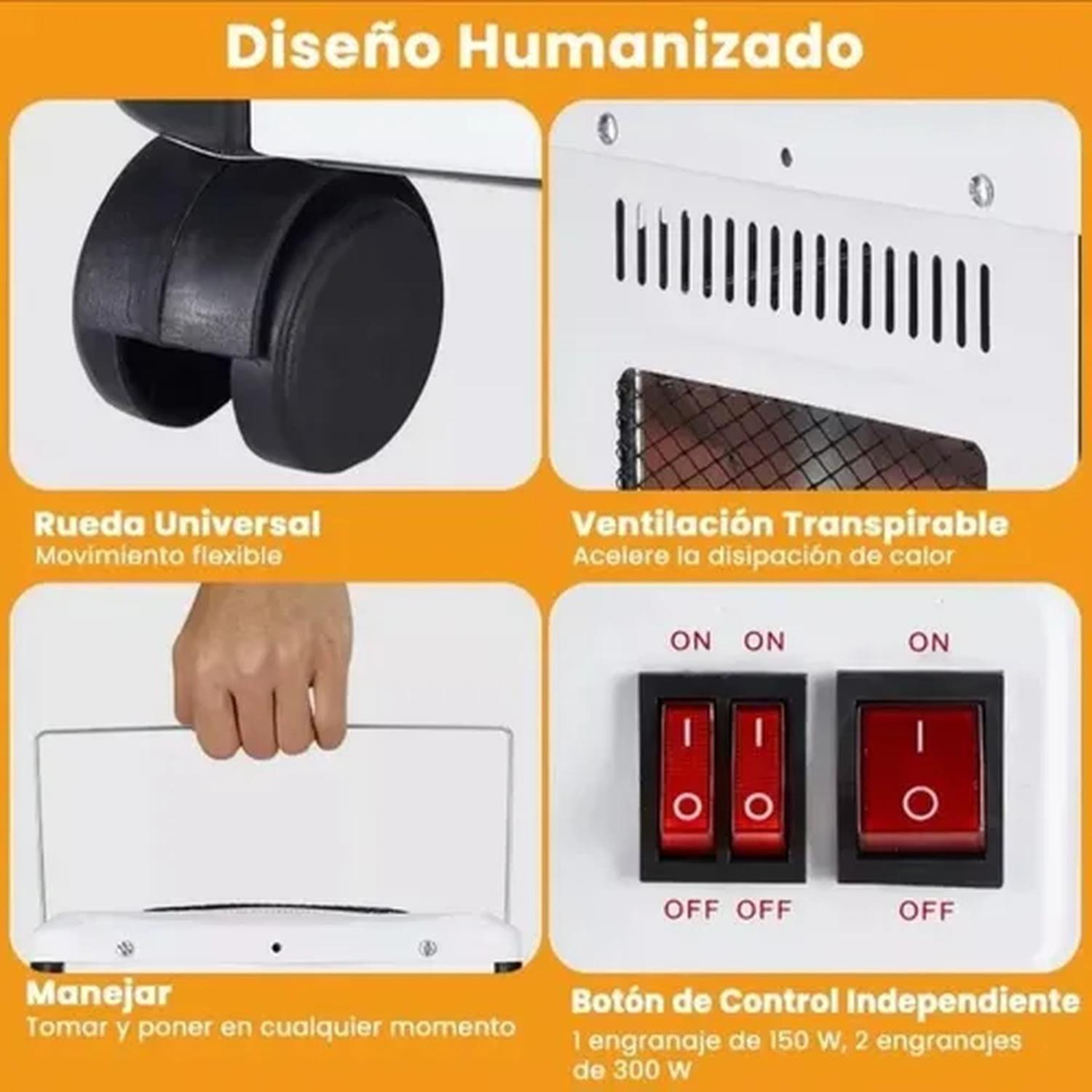 Calefactor Eléctrico Estufa Halógena Cuarzo 2000w-2