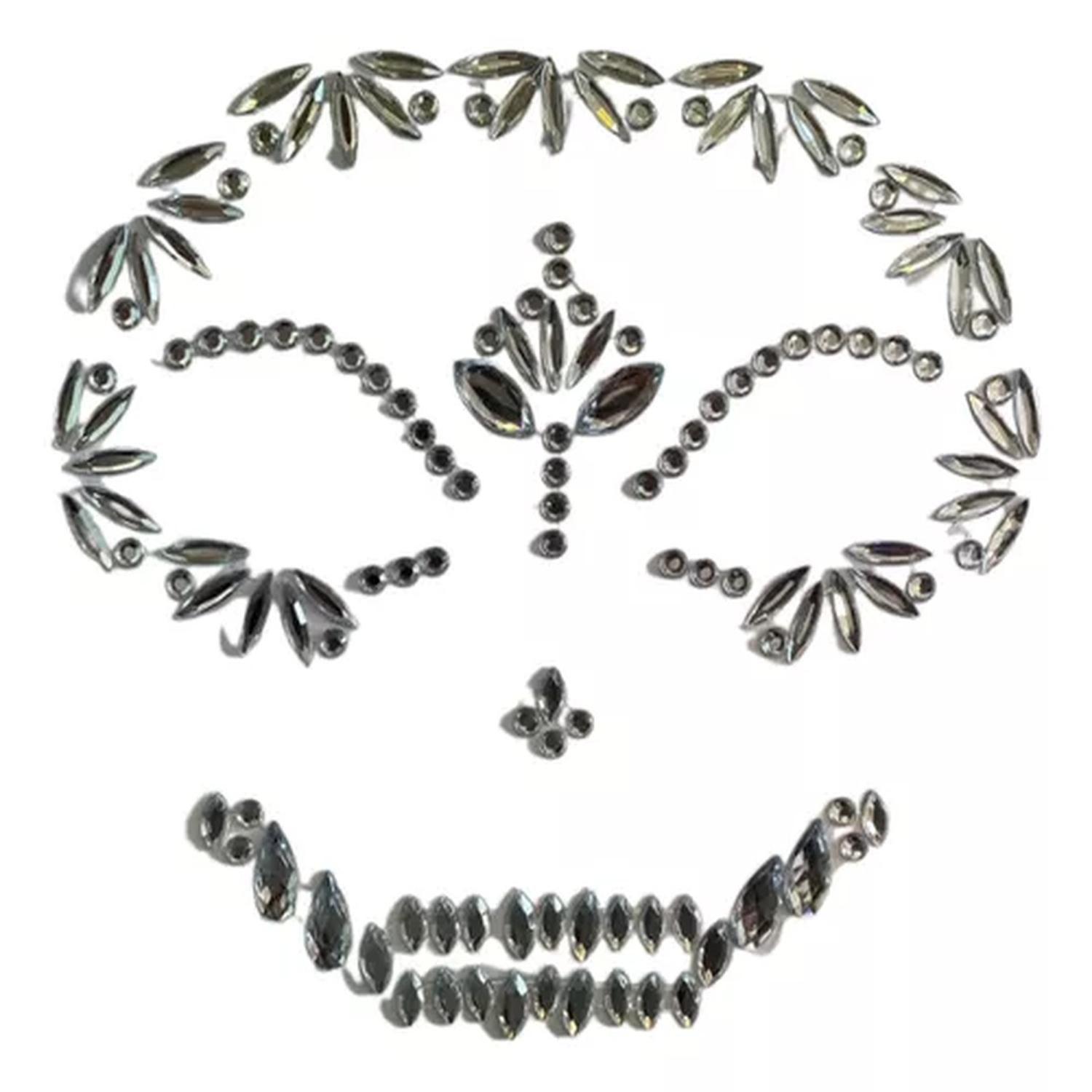 Brillos Sticker Facial De Halloween Catrina Cristales-0